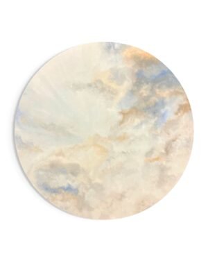 "Ciel" est une œuvre originale réalisée sur toile ronde (tondo) de 90 cm de diamètre. Par sa forme circulaire, elle évoque à la fois l’astre lunaire et une ouverture sur l’infini, invitant le regard à entrer dans un espace hors du temps. La composition oscille entre un ciel nuageux et une présence lunaire subtile. Les teintes douces, poudrées et lumineuses se mêlent dans un mouvement lent et enveloppant, créant une atmosphère sereine et apaisante. Les nuages semblent flotter, se dissoudre et se recomposer, comme suspendus dans un instant de calme absolu. Cette œuvre est une invitation à la contemplation, au silence et à la respiration. "Ciel" propose un moment de pause, un espace intérieur où le regard peut se poser et l’esprit s’alléger, entre rêve, lumière et douceur céleste. Dimension : 90 cm de diamètre