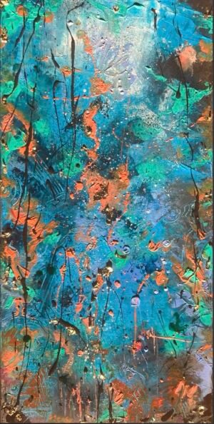 Coraux – Peinture acrylique abstraite originale signée Coline Quach – Maze Art Série : Explosion Chromatique Plongez au cœur des fonds marins lumineux avec Coraux, une œuvre vibrante et moderne qui recrée l’éclat des récifs en faible profondeur. Inspirée des coraux multicolores, des algues dansantes et des jeux de lumière sous la surface, cette toile verticale 40×80 cm explose de couleurs turquoise, vert émeraude, bleu profond, orange corail et touches d’or scintillant. La technique mixte crée une énergie organique et vivante : Dripping et dilution pour les coulures fluides et les transparences aquatiques Peinture au couteau pour les reliefs texturés des coraux et des algues Paillettes fines et feuilles d’or pour capturer les reflets du soleil qui percent l’eau et illuminent les fonds Le résultat est une explosion chromatique lumineuse, presque bioluminescente : une abstraction marine moderne qui pulse de vie, de mouvement et de lumière, comme si l’océan respirait sous vos yeux. Pourquoi cette toile est irrésistible ? Ambiance sous-marine vibrante et positive, pleine d’énergie Parfaite pour une décoration contemporaine, bohème chic, tropicale ou moderne Apporte lumière, profondeur et une touche d’évasion océanique dans un salon, bureau, couloir ou chambre Format vertical 40×80 cm idéal pour les murs étroits ou comme pièce maîtresse verticale Laissez Coraux illuminer votre intérieur comme un récif vivant sous le soleil…