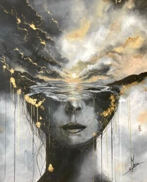"Doréa" – Œuvre Originale à la Feuille dorée. L'expression d'une âme entre terre, mer et lumière. L'Histoire de l'œuvre "Doréa" est née d'une redécouverte personnelle. Longtemps éloignée du portrait, j'ai voulu ici renouer avec la figure humaine. Non pas pour en livrer une copie réaliste. Mais pour en capturer l'essence vibrante. Ce tableau représente cette frontière ténue entre nos pensées intérieures et l'immensité du monde qui nous entoure. Réalisée dans mon atelier de Lorient, cette peinture est une invitation à la réflexion et à la poésie. Détails Techniques & Matières Cette œuvre unique se distingue par sa richesse texturale et ses jeux de contrastes profonds. Format de prestige : 65 x 81 cm (Format 25F), une présence majestueuse pour votre intérieur. Techniques mixtes : Travail de blending (dégradés) au pinceau pour la douceur du visage, contrasté par la force de la peinture au couteau pour les paysages nuageux. Éclats précieux : Application minutieuse de feuilles dorées. Reflets changeants selon la luminosité de votre pièce. Prêt à poser : Peinte sur une toile de haute qualité, les bords sont soignés pour permettre un accrochage immédiat, avec ou sans encadrement. Pourquoi acquérir cette œuvre originale ? "Doréa" est une pièce unique qui ne sera jamais reproduite à l'identique. Elle s'intègre parfaitement dans une décoration moderne et apporte une touche de luxe discret et une profondeur artistique incomparable.